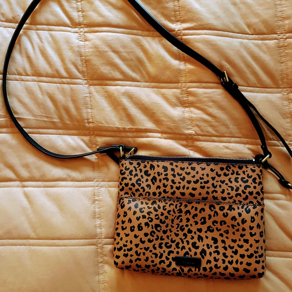 FOSSIL cheetah print polyester crossbody bag